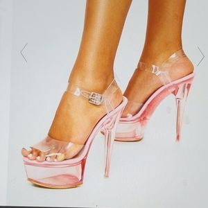 "Pink Extreme Clear Platforms"